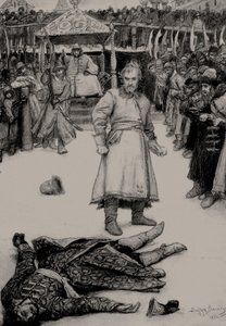 Illustration till dikten The Song of the Merchant Kalashnikov av M. Lermontov, 1891. av Viktor Mikhaylovich Vasnetsov
