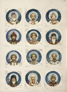Medaljonger med ryska heliga Studerar för fresker i St Vladimirs katedral i Kiev, 1884-1889 av Viktor Mikhaylovich Vasnetsov