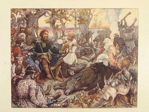 Resten av storprins Vladimir II Monomakh på jakt. Den kejserliga jakten i Ryssland av N. Kutepov, av Viktor Mikhaylovich Vasnetsov