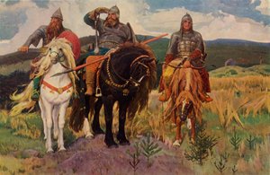 The Warriors, 1898, 1965. av Viktor Mikhaylovich Vasnetsov