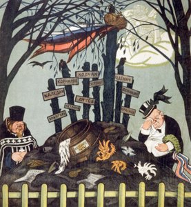 Kontrarevolutionärernas grav: Wrangel, Dutov, Kolchak, ca 1920-1921 (affisch) av Viktor Nikolaevich Deni
