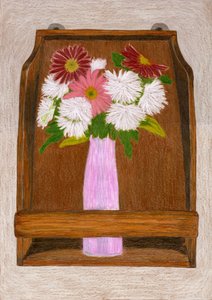 Blommor på en trähylla