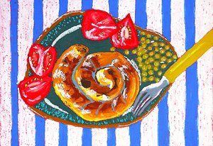 Spiralbakverk på randigt bakplåtspapper av Viktoriia Saunina