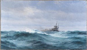 Ett fartyg i en storm på Atlanten av Vilhelm Arnesen