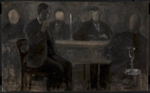 Five Portraits. Study for painting in Thielska Galleriet, Stockholm av Vilhelm Hammershøi