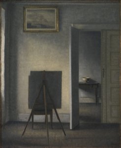 Interiör med Konstnärens staffli av Vilhelm Hammershøi