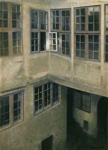 Interiör på gården, Strandgade 30 av Vilhelm Hammershøi