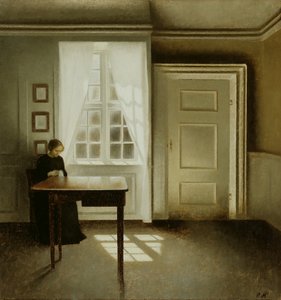 Interiör med en dam, 1901 av Vilhelm Hammershoi