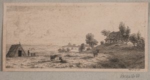 Landskap med bondgård och stuga av Vilhelm Kyhn