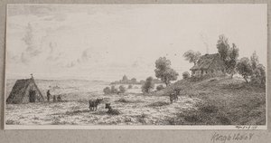 Landskap med bondgård och stuga av Vilhelm Kyhn