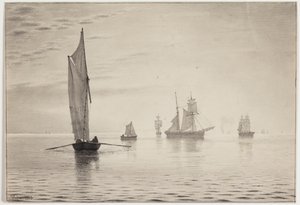 Skeppar i lugnt väder på sjön av Vilhelm Kyhn
