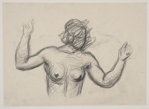 Kvinnofigur, halvlång, höjande armar av Vilhelm Lundstrøm