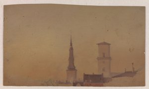 Studie av Spirs of Petri Church och Our Lady