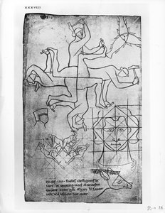 Faksimilkopia av Ms Fr 19093 fol.19v Studier av människor och djur