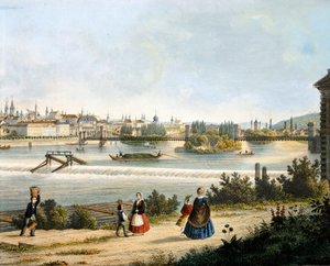 Prag vid floden Moldava (Vltava), av Vincent Morstadt, Tjeckien