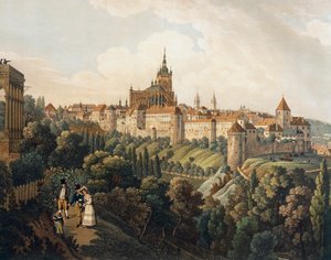 Utsikt över Prag från Belvedere av Vincent Morstadt (akvarell)