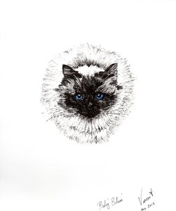 Babyboll, 2015, (bläck på papper) av Vincent Alexander Booth