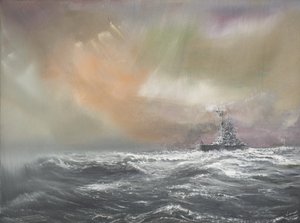 Bismarck signalerar Prinz Eugen 0959hrs 24051941, 2007, (Olja på duk)