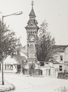 Clock Tower, Hay on Wye, 2007, (Bläck på papper) av Vincent Alexander Booth