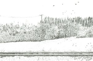 Ely stationsvy från plattform 3, 2005 av Vincent Alexander Booth