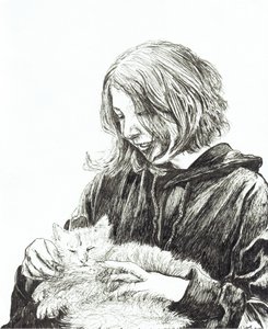 Flicka och katt, 2022 av Vincent Alexander Booth