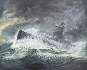 Graf Spee går in i Indiska oceanen 3 november 1939, 2006 (Olja på duk) av Vincent Alexander Booth