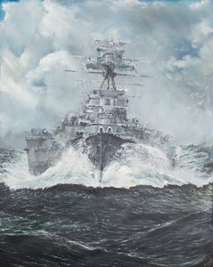 HMS Hood går till Bismarck 23 maj 1941, 2014 (Olja på duk)