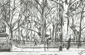 Madison square park New York, 2003, (Bläck på papper) av Vincent Alexander Booth
