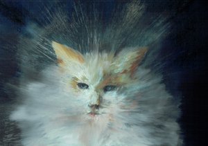 Monty fluffball, 2015, (olja på dukskiva) av Vincent Alexander Booth