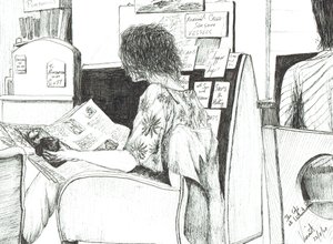 Läser på Waterstones bokhandel Manchester, 2007 av Vincent Alexander Booth