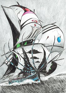 Storm Creators Andaman Sea, 2017, (bläck på papper) av Vincent Alexander Booth
