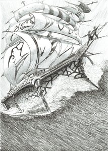 Storm Creators Arafura Sea, 2017, (Bläck på papper) av Vincent Alexander Booth