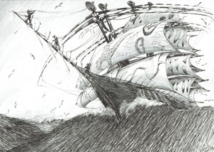 Storm Creators Barents hav, 2017, (Bläck på papper) av Vincent Alexander Booth