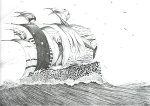 Storm Creators Cape Henlopen, 2024 (bläck och blyerts på papper) av Vincent Alexander Booth