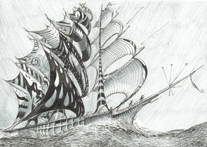 Storm Creators Karibiska havet, 2017, (bläck på papper) av Vincent Alexander Booth