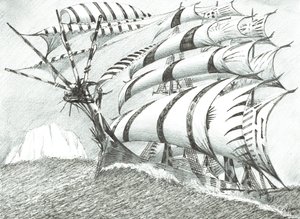 Storm Creators Cosmonauts Sea, 2017, (bläck på papper) av Vincent Alexander Booth