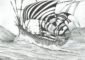 Storm Creators Joniska havet, 2017, (bläck på papper) av Vincent Alexander Booth