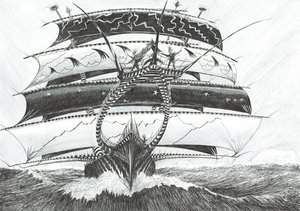 Storm Creators King Haakon VII Sea, 2017, (Bläck på papper) av Vincent Alexander Booth