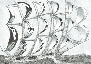 Storm Creators Laccadive Sea, 2017, (bläck på papper) av Vincent Alexander Booth