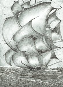 Storm Creators Sea of Okhotsk, 2017, (Bläck på papper) av Vincent Alexander Booth