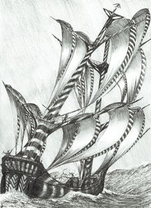 Storm Creators Solomon Sea, 2017, (bläck på papper) av Vincent Alexander Booth
