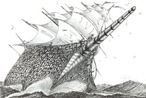 Storm Creators Wellington Strait, 2023 (bläck och penna på papper) av Vincent Alexander Booth