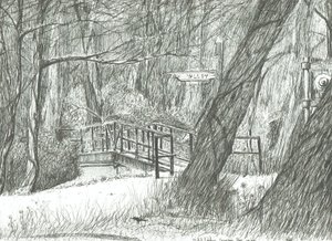 Den gamla metallbron, Bramhall park, 2004 av Vincent Alexander Booth