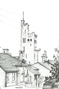 Tower in Knutsford, 2003, (Bläck på papper) av Vincent Alexander Booth