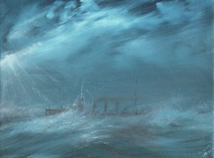 Amerikansk jagare i en storm till sjöss 1917, 2019 av Vincent Alexander Booth