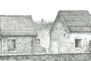 hus nära fransk/schweiziska gränsen, 2008; (bläck på papper) av Vincent Alexander Booth