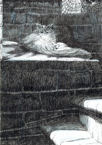 sida 21, Slottet i skogen Findhorn, 2006, (bläck på papper) av Vincent Alexander Booth