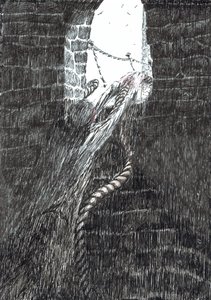 sida 33, Slottet i skogen Findhorn, 2006, (bläck på papper) av Vincent Alexander Booth