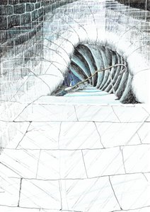 sida 45, Slottet i skogen Findhorn, 2006, (bläck på papper) av Vincent Alexander Booth