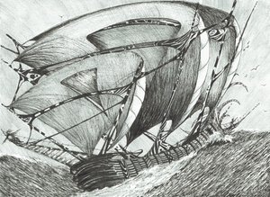 stormskapare Azovhavet, 2017, (Bläck på papper) av Vincent Alexander Booth